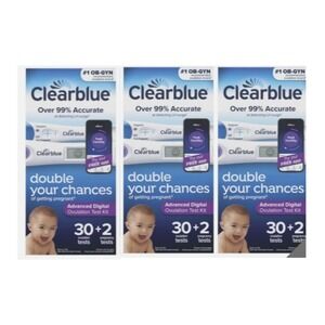 Clearblue Digital Ovulation Test Pregnancy Test 30+2 Exp 12/26 5/27 Lot Of 3 NEW